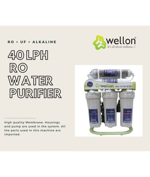 Wellon 40 LPH Commercial Under Sink RO UF Alkaline Ro Water Purifier with Pressure Tank